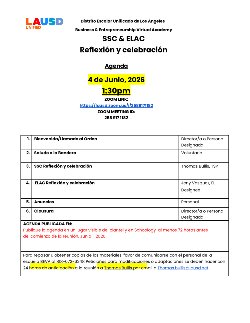 SSC & ELAC Reflection & Celebration Spanish Agenda 